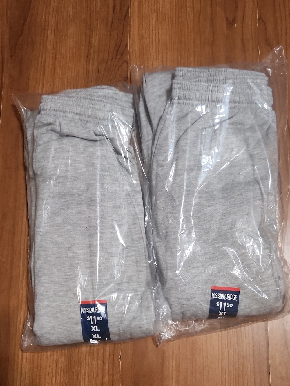 NWT 2 Pair Mission Ridge Mens Pull-On Sweatpants Drawstring  Light Gray